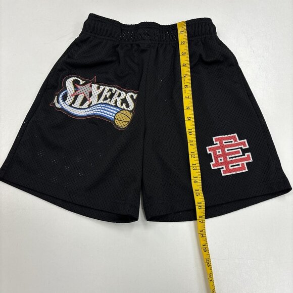 Eric Emanuel EE 76ers Shorts Mens M Philadelphia Black and Red AUTHENTIC - Picture 5 of 8